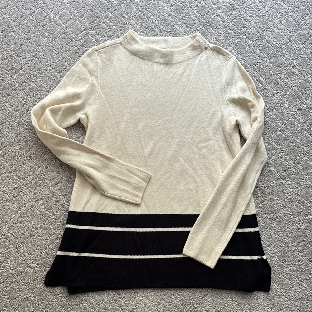 Loft Cream and Black Striped Sweater